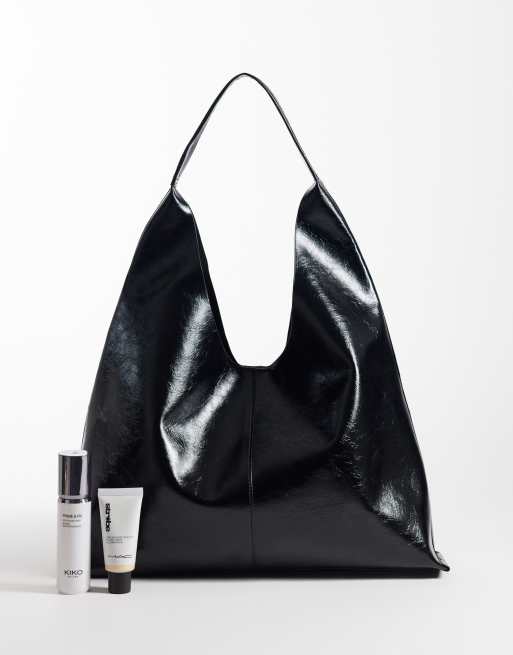 ASOS DESIGN scoop bonded tote bag in black, 4 of 4