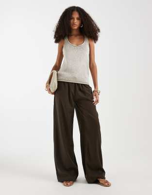 Asos Design Scoop Edge Metallic Tank Top In Gray | ModeSens