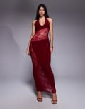 [ASOS DESIGN] ASOS DESIGN scoop front lace insert maxi dress in dark cherry-Red 6 Cherry Red