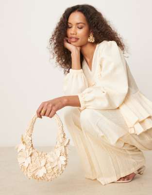 Asos Design Scoop Grab Shoulder Bag With 3d Flowers