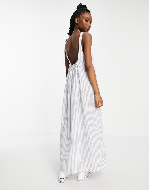 ASOS DESIGN scoop maxi dress with ruched back in stripe print ASOS