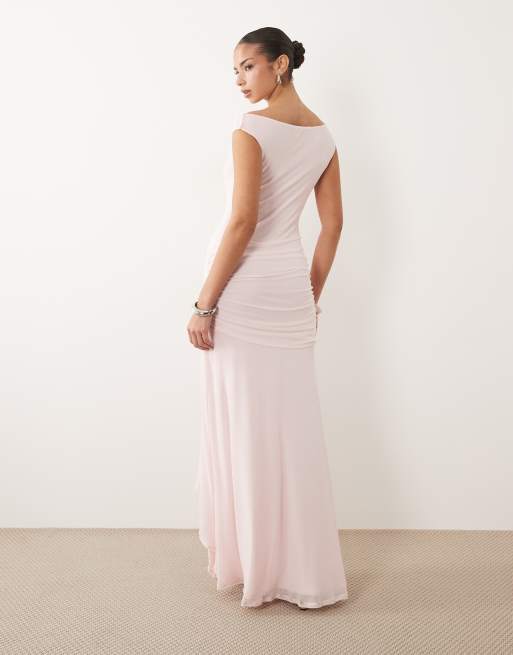 ASOS DESIGN scoop neck asymmetric hem maxi dress in pink, 2 of 4