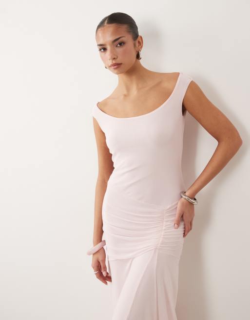 ASOS DESIGN scoop neck asymmetric hem maxi dress in pink, 3 of 4