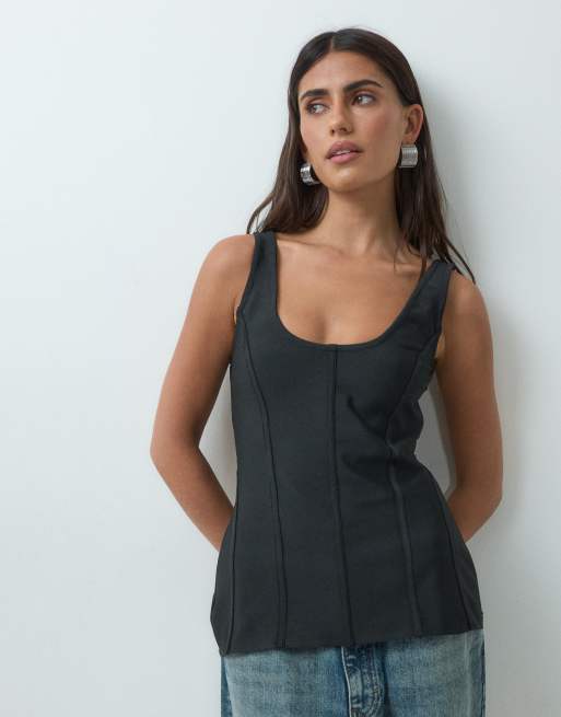 ASOS DESIGN scoop neck bandage corset top in black, 3 of 5
