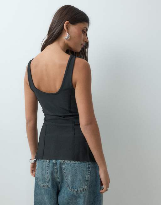 ASOS DESIGN scoop neck bandage corset top in black, 5 of 5