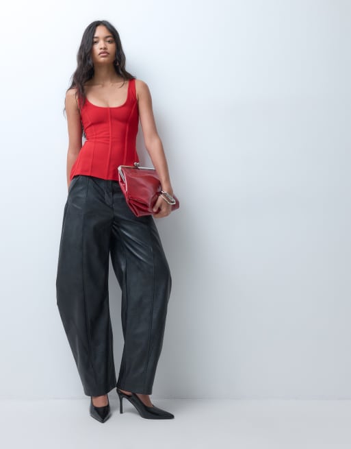 ASOS DESIGN scoop neck bandage corset top in red, 2 of 5