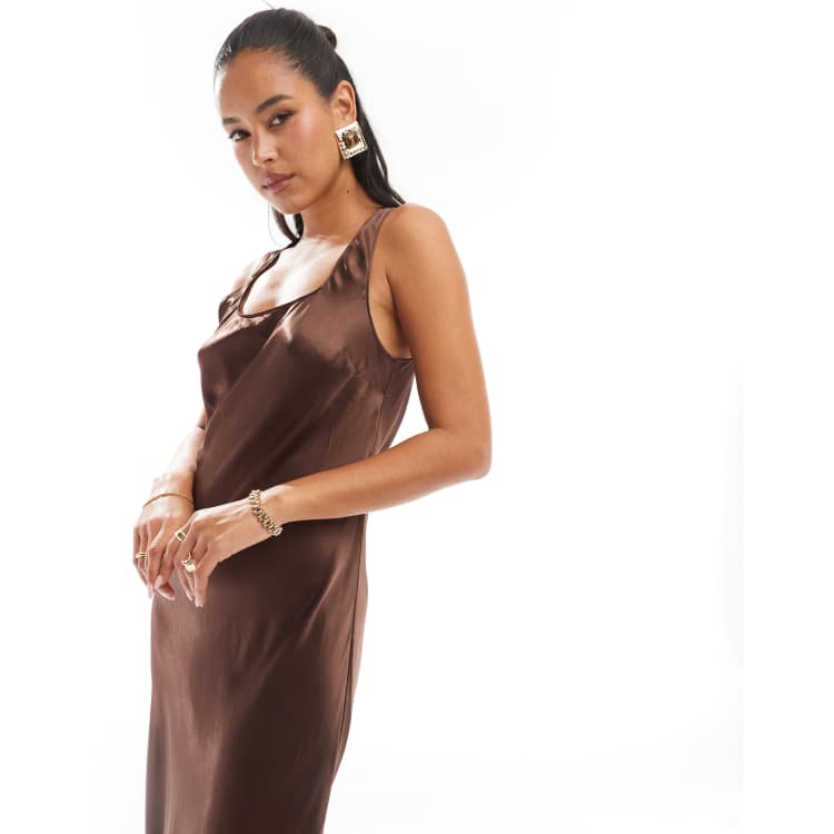 Lipsy satin assymetric neck maxi dress online