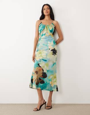 ASOS DESIGN scoop neck bias cut midaxi dress in oversized floral print