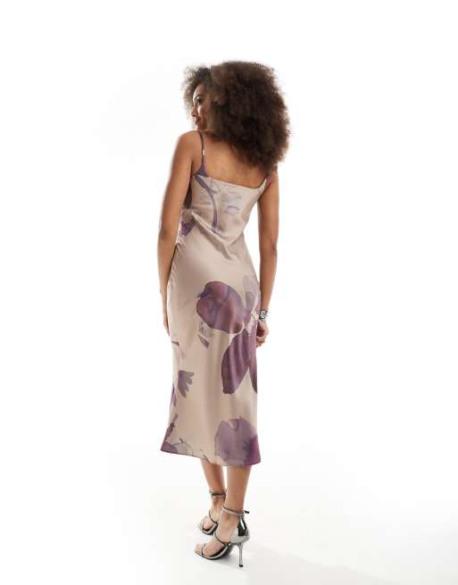 ASOS DESIGN scoop neck bias midi dress in bold floral print, 2 of 4