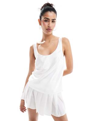 ASOS DESIGN scoop neck cami in satin in Cream