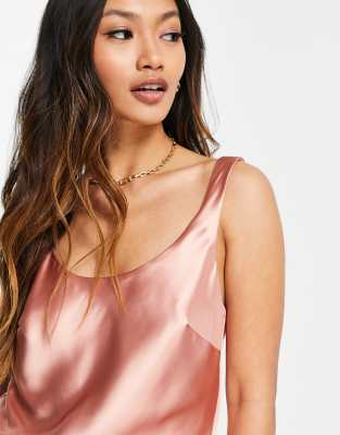 ASOS DESIGN scoop neck cami in satin in light pink