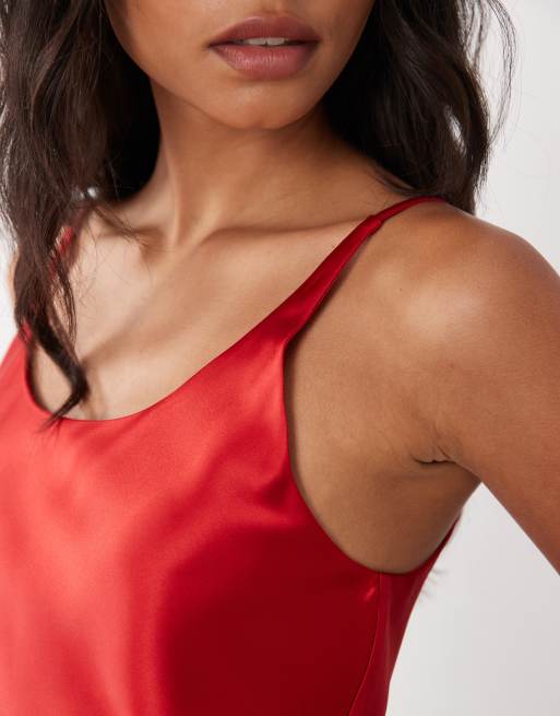 ASOS DESIGN scoop neck cami top in red, 3 of 4