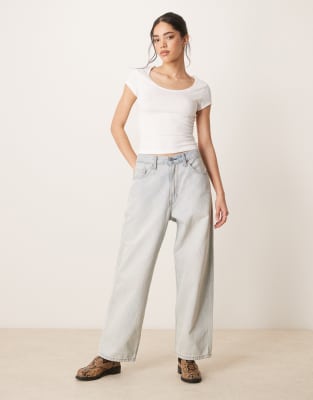 Asos Design Scoop Neck Cap Sleeve T-shirt In White