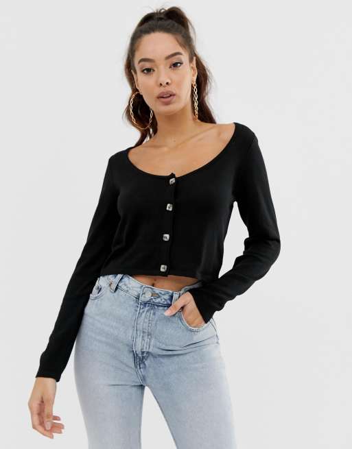 ASOS DESIGN scoop neck cardigan with buttons | ASOS