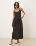 ASOS DESIGN scoop neck crinkle maxi dress with cross back in burgundy floral print
