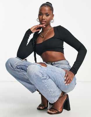 underbust crop top long sleeve
