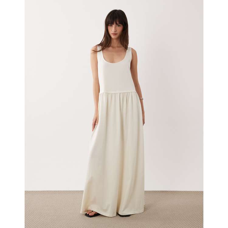 asos cream midi dress ASOS DESIGN textured midi sundress in cream