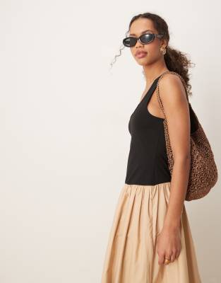 Asos Design Scoop Neck Hybrid Maxi Dress In Neutral