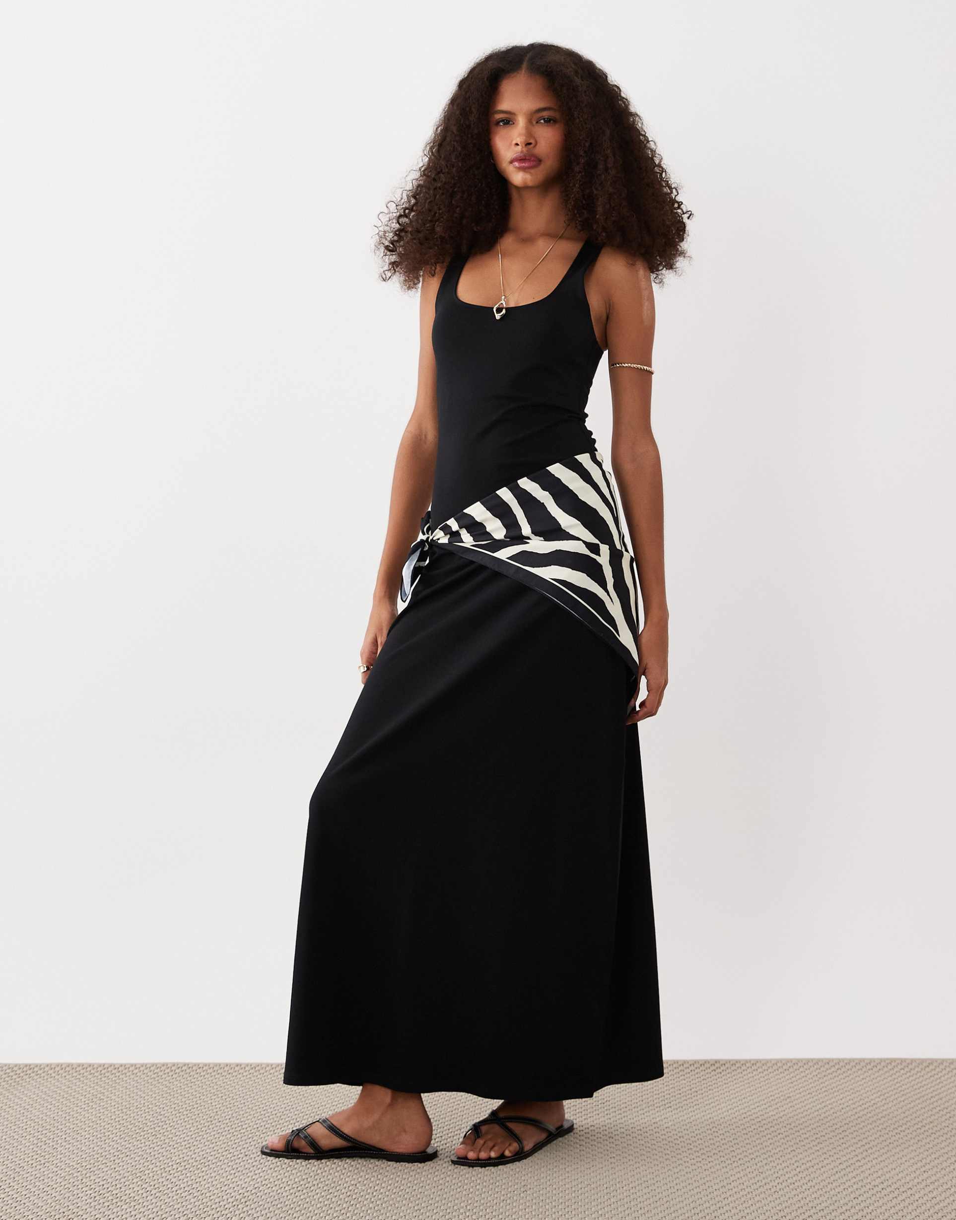 asos design scoop neck maxi dress in black