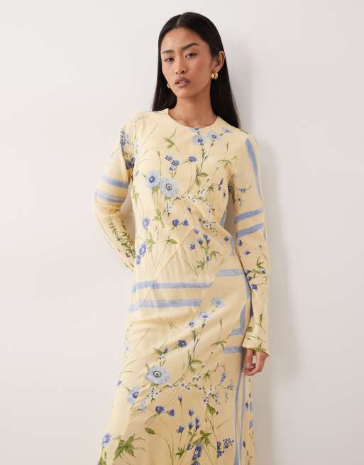 chinese dress ladies ASOS DESIGN tiered floral embroidered maxi dress with raw edge and but