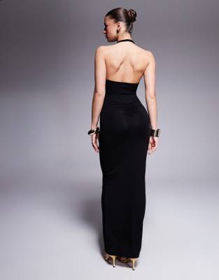 Asos Design Scoop Neck Midi Dress With Ruched Bum Back