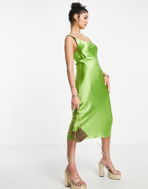 Asos green cheap slip dress