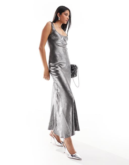 Grey Satin Slip Dress, Dresses