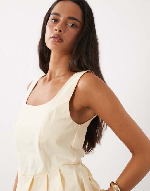 ASOS DESIGN scoop neck peplum cami in buttermilk, 3 of 4