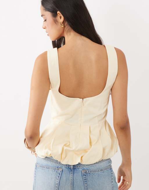 ASOS DESIGN scoop neck peplum cami in buttermilk, 4 of 4