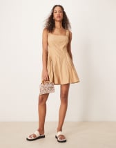 Wednesday's Girl striped tie shoulder cami dress in red