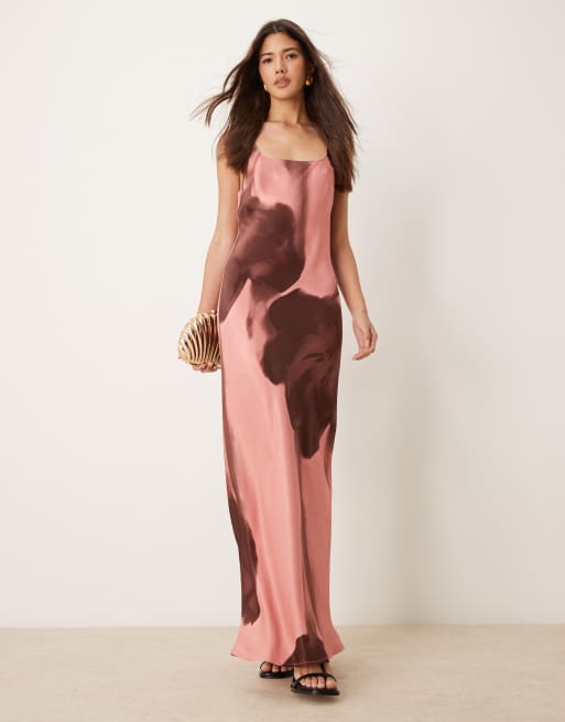 asos design satin maxi dress ASOS DESIGN satin maxi dress with drape bodice detail in mustard