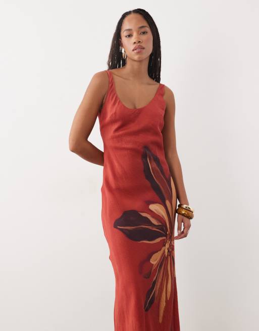 ASOS DESIGN scoop neck shift maxi dress with placement floral print, 2 of 4