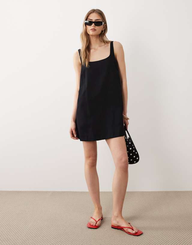 black shift mini dress ASOS Design - Scoop Neck - Women - Cotton - 14 US The standout flare sleeves Enchanted Amazon.com: Black Dress, Summer Size:06