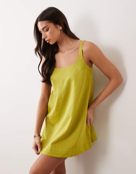 ASOS DESIGN scoop neck shift mini dress in vibrant green - view 1