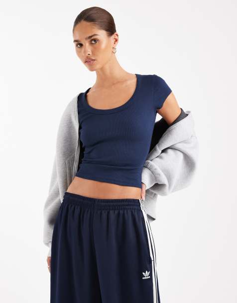 ASOS DESIGN scoop neck shrunken tee in navy - view 1