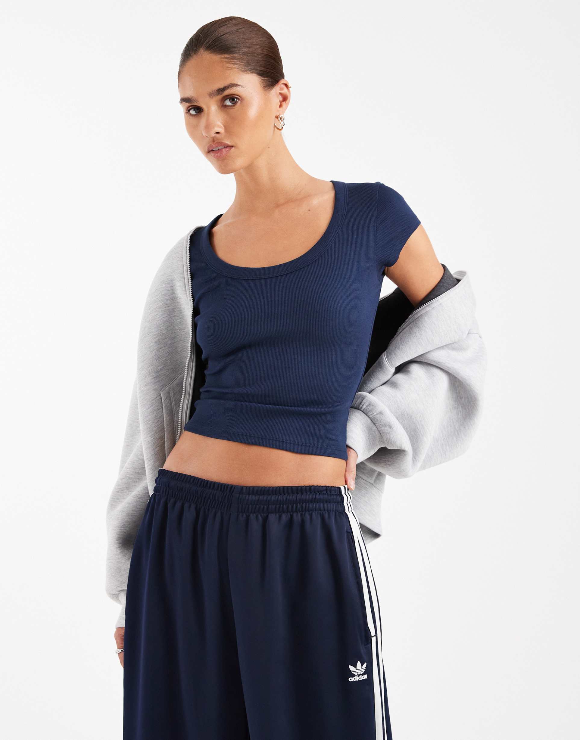 asos design scoop neck shrunken tee in navy