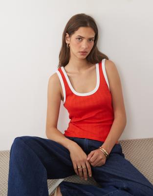 Asos Design Scoop Neck Sleeveless Tank Top In Red