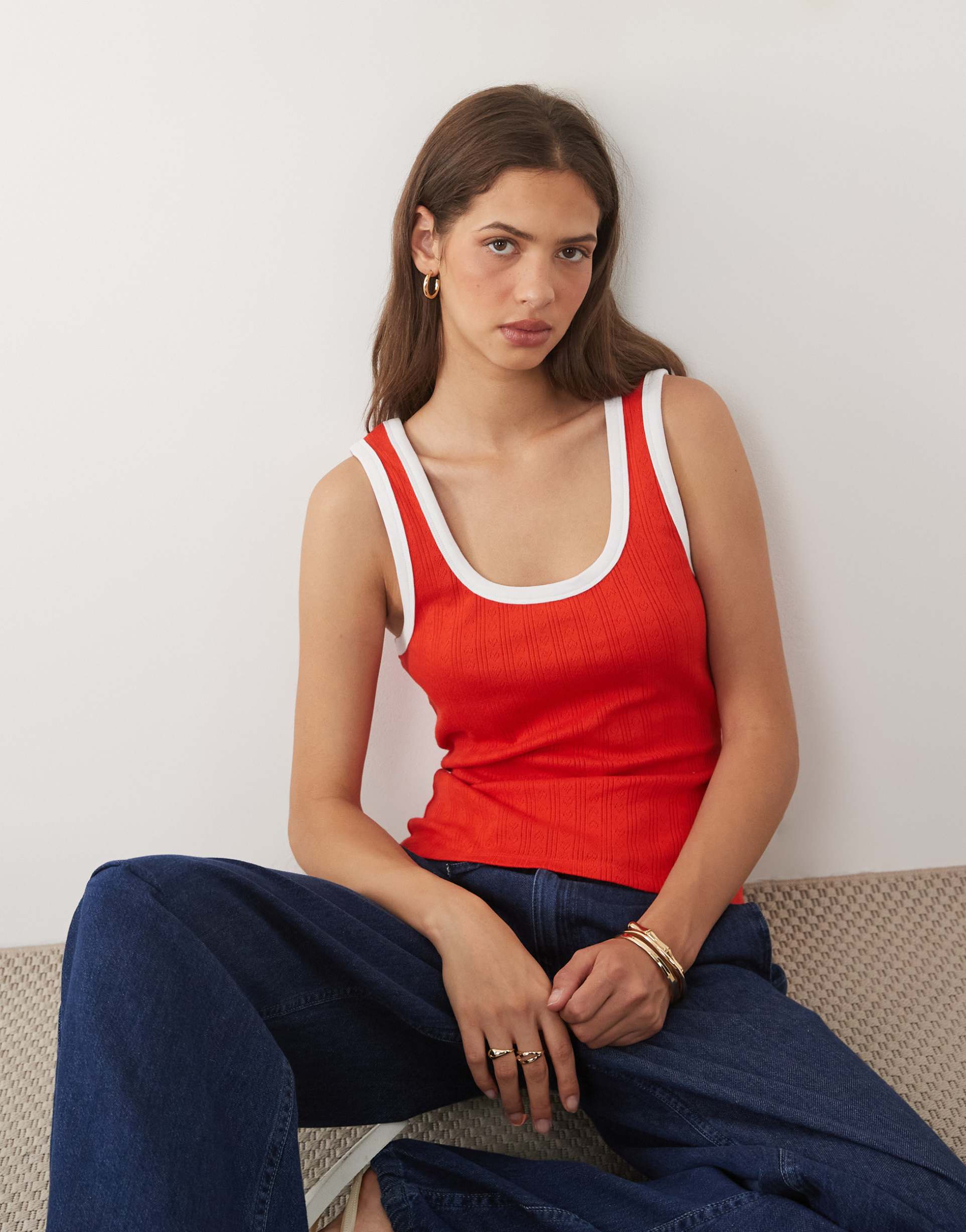 asos design scoop neck sleeveless tank top in red