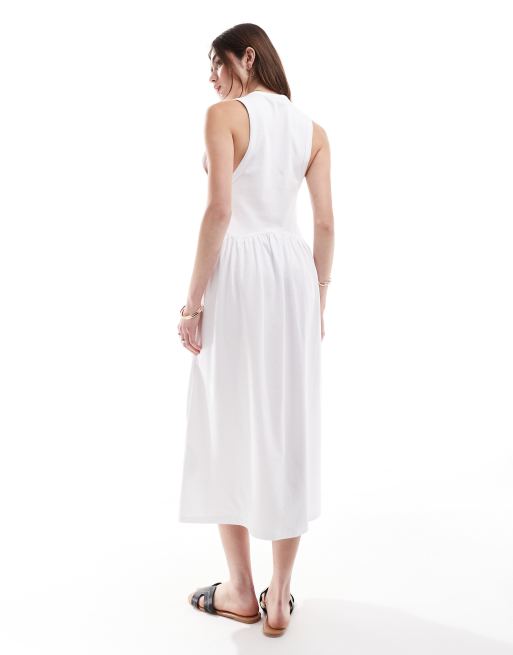 ASOS DESIGN scoop neck smock midi dress in white