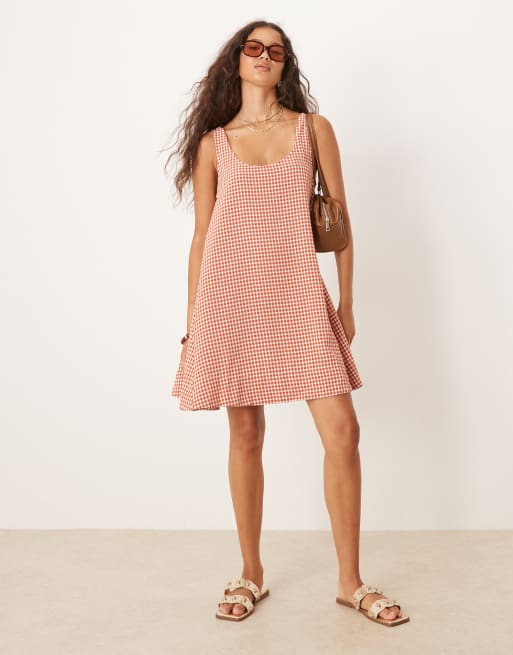 red gingham dress asos ASOS Design - V-neck Mini Dress - Women - Cotton/Polyester - 4 US