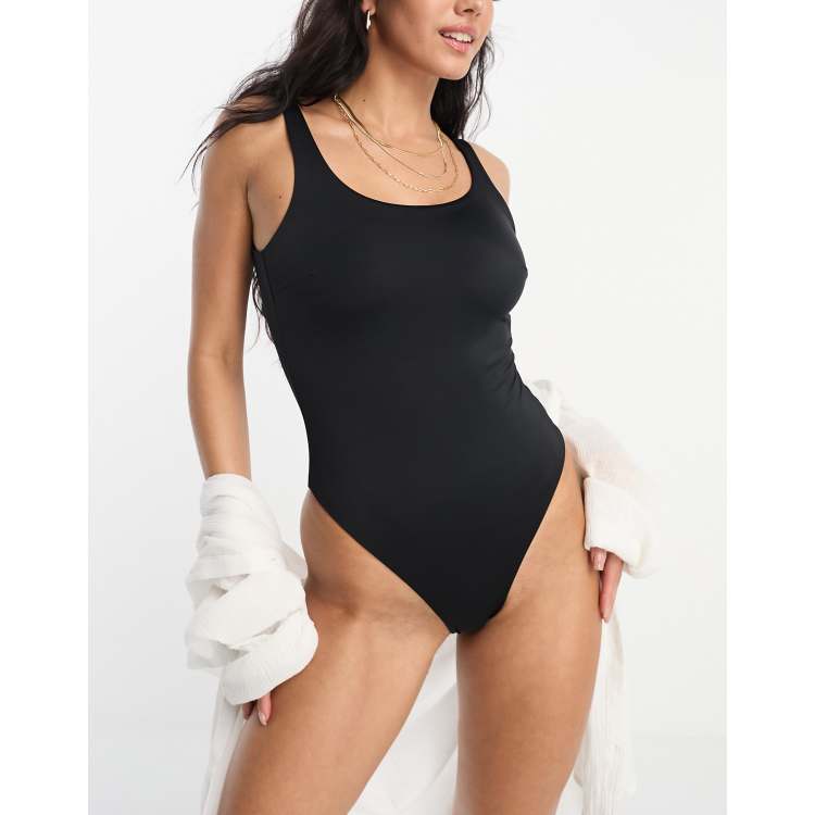 Missguided Scoop Swimsuits With High Leg In Black, 47% OFF