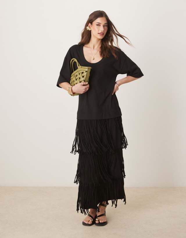 asos fringe dress black ASOS Design - Fringe Detail Mini Dress - Women - Polyester/Cotton - 0 US