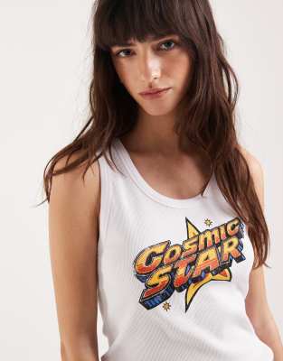 Asos Design Scoop Neck Tank Top In White