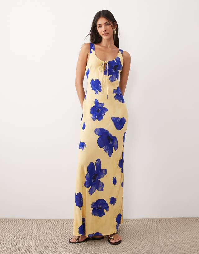 asos blue dress with flowers ASOS Design - Maxi Dress - Women - Polyester - 4 US