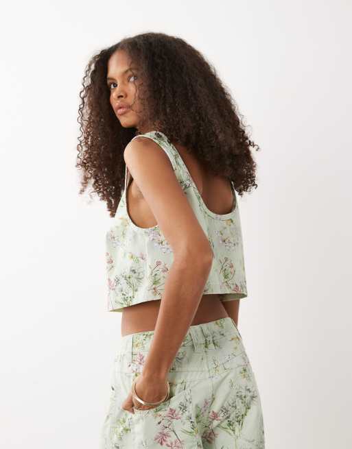 ASOS DESIGN scoop neck top co-ord in floral print, 4 of 4