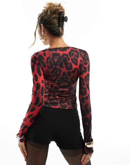 Black and 2024 red leopard print