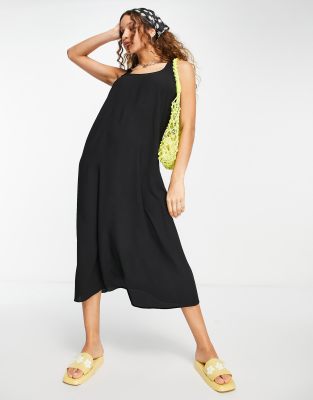 ASOS DESIGN Scoop Neck Trapeze Maxi Dress In Black | ASOS