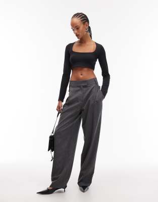 Asos Design Scoop Neck Ultra Crop Top In Black