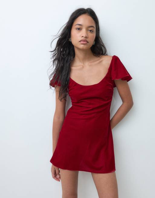 ASOS DESIGN scoop neck velvet mini dress, 2 of 5