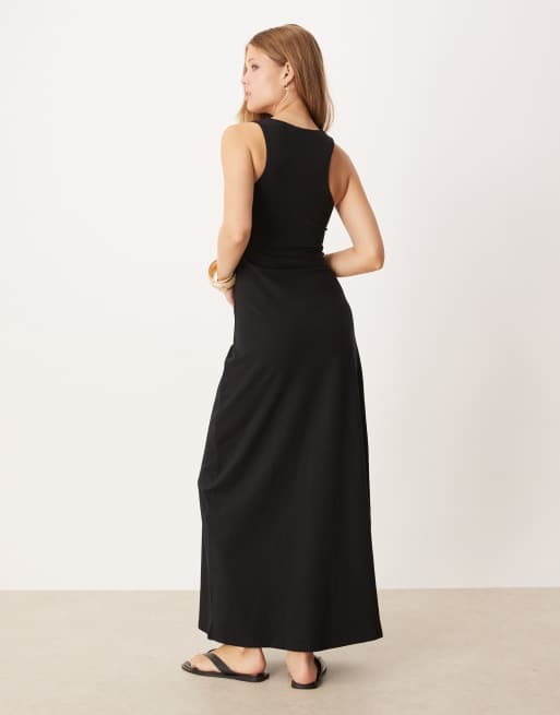 ASOS DESIGN scoop racer maxi dress in black